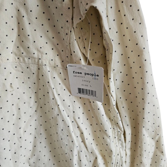 Free People Sage Button Down Shirt Polka Dot L NWT - Picture 6 of 13